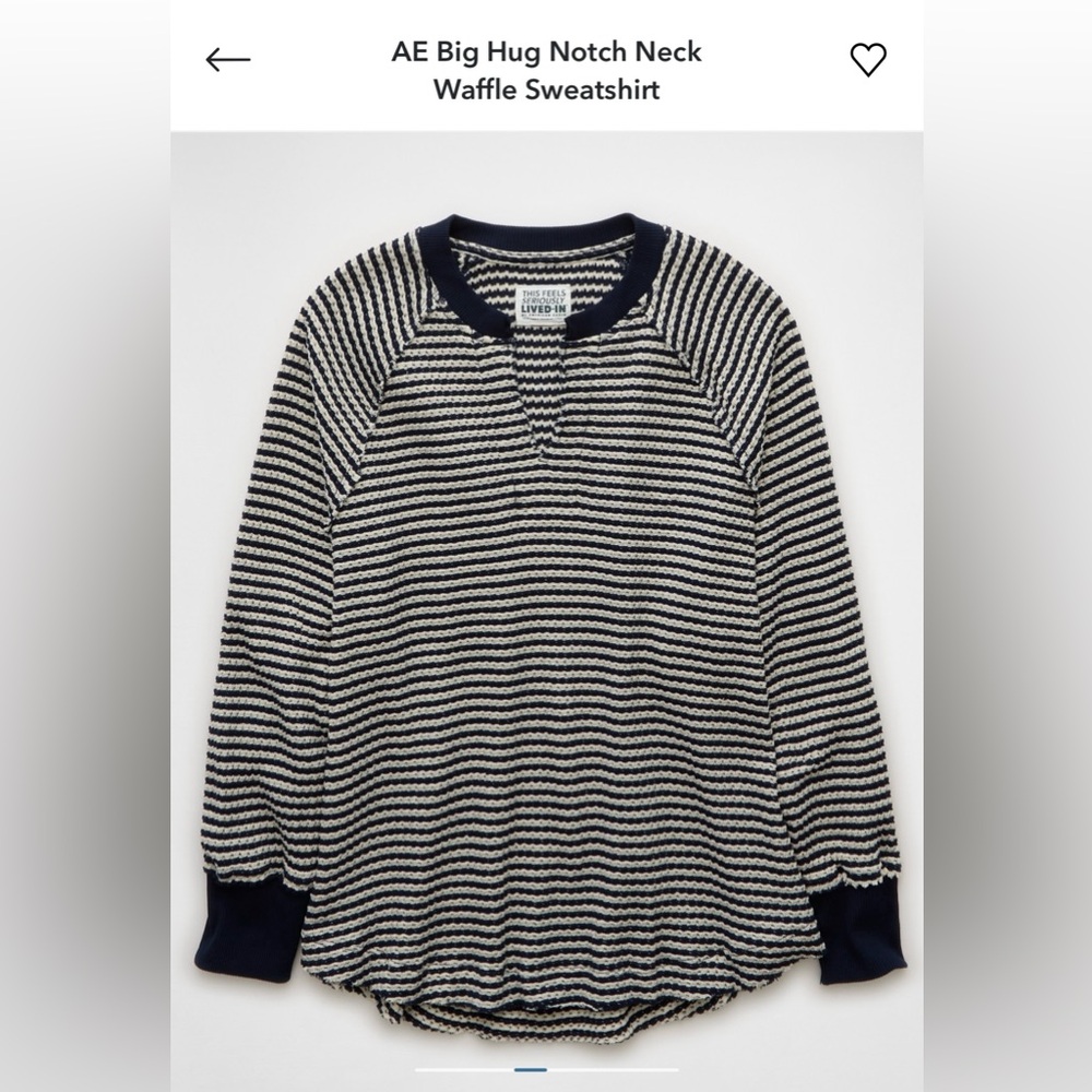 American Eagle Big Hug Notch Neck Waffle Sweatshirt